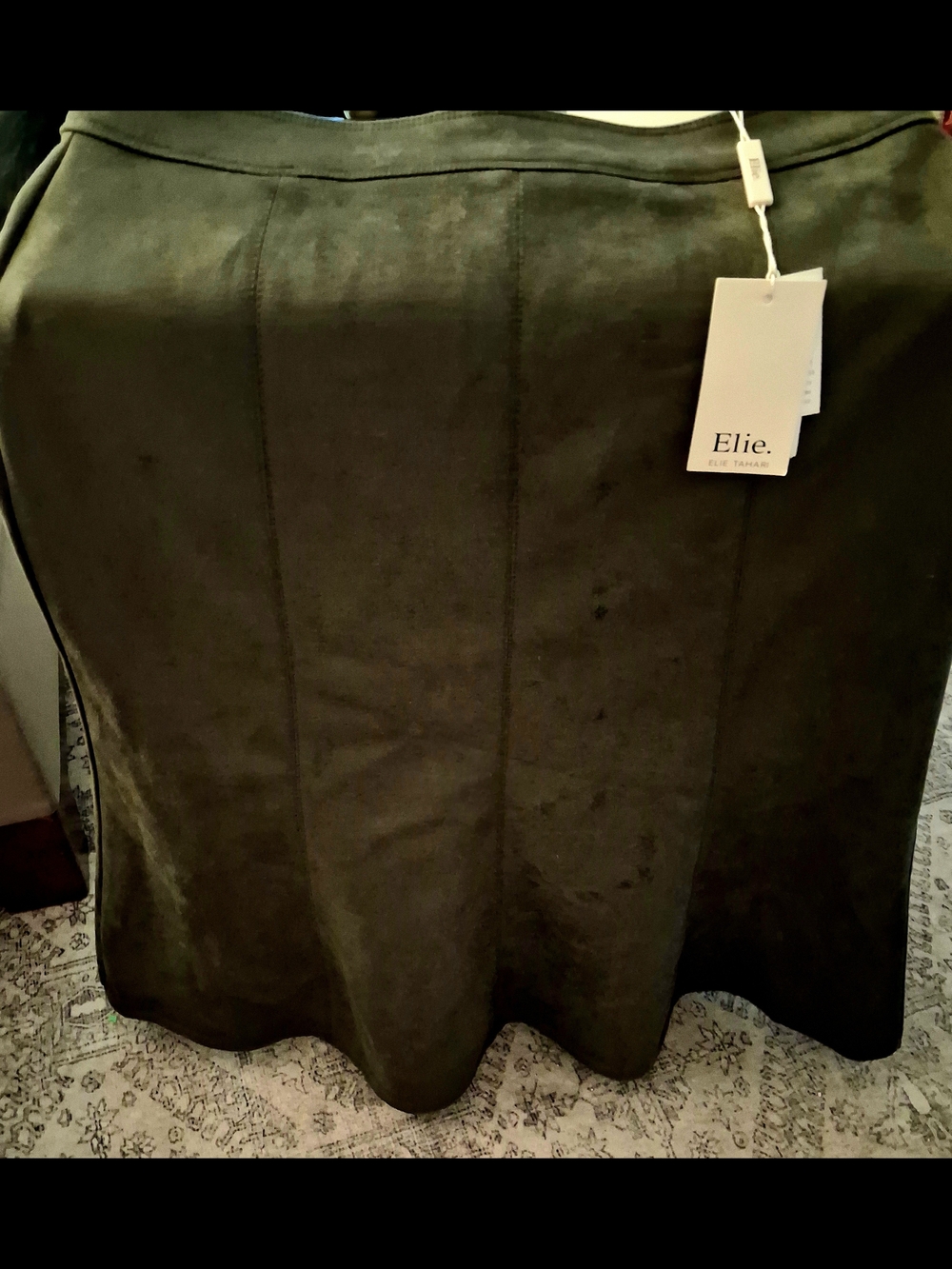 Elie Tahari Olive Green Women's Skirt Faux Leather Size 10
